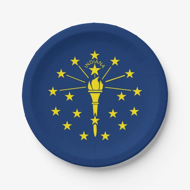 Patriotische Papiertafel mit Flagge von Indiana Pappteller (Vorderseite)