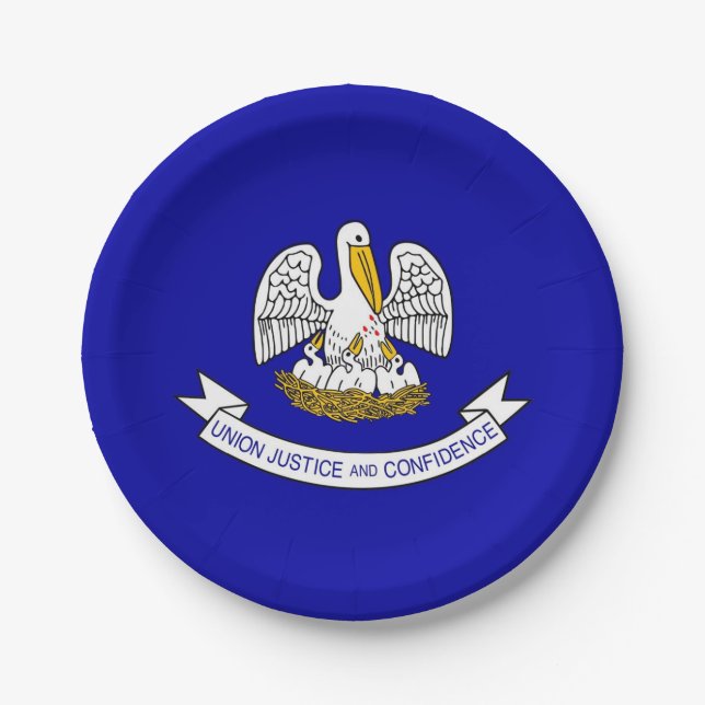 Patriotische Papiertafel mit Flagge von Louisiana Pappteller (Vorderseite)