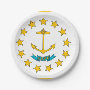 Patriotische Papiertafel mit Rhode Island Flagge Pappteller