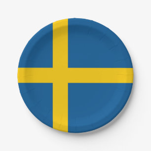 Patriotische Papiertafel mit schwedischer Flagge Pappteller