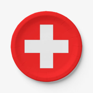 Patriotische Papiertafel mit Schweizer Flagge Pappteller