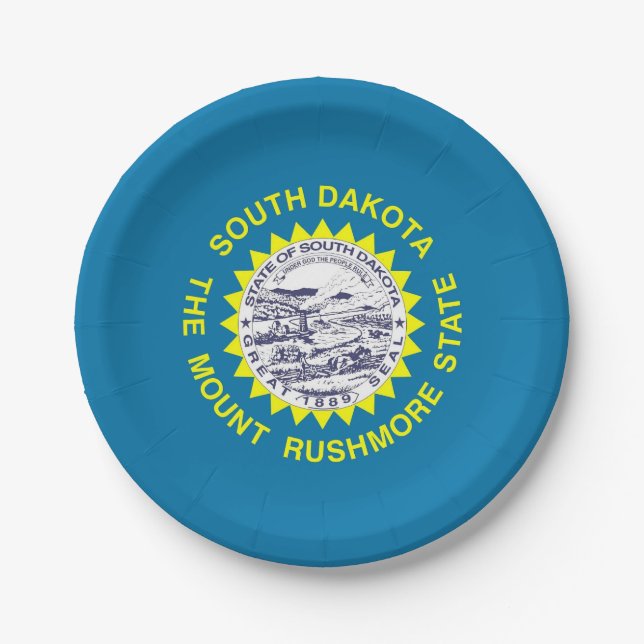 Patriotische Papiertafel mit South-Dakota-Flagge Pappteller (Vorderseite)