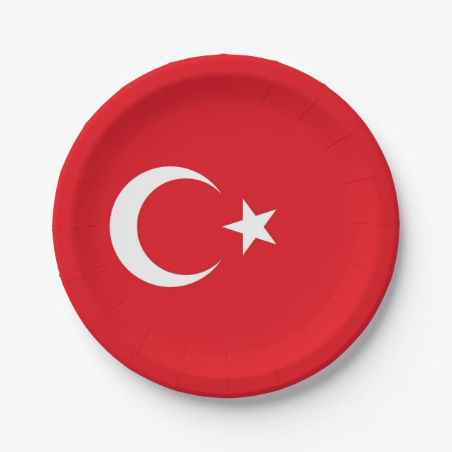Patriotische Papiertafel mit türkischer Flagge Pappteller (Vorderseite)