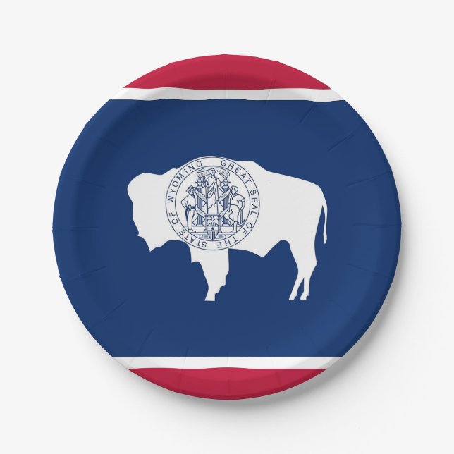 Patriotische Papiertafel mit Wyoming-Flagge Pappteller (Vorderseite)