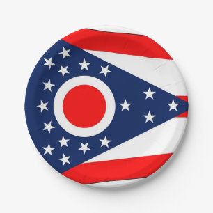 Patriotische Papiertüte mit Ohio-Flagge Pappteller
