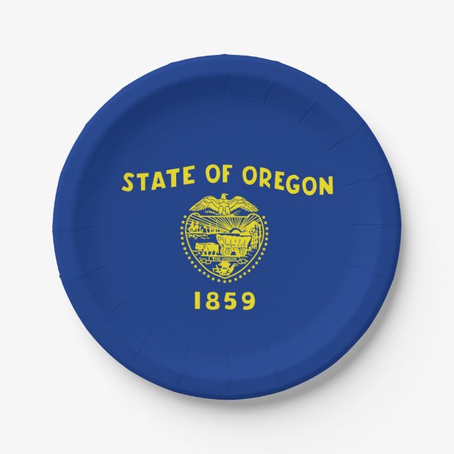 Patriotische Papiertüte mit Oregon-Flagge Pappteller (Vorderseite)