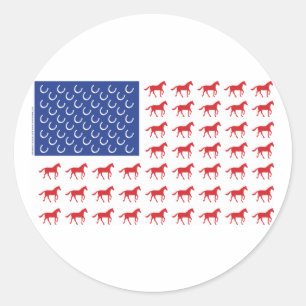 Patriotische Pferde Amerikanische Flagge Runder Aufkleber