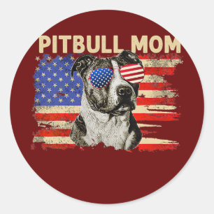 Patriotische Pitbull-Mutter 4. Juli Amerikanische  Runder Aufkleber