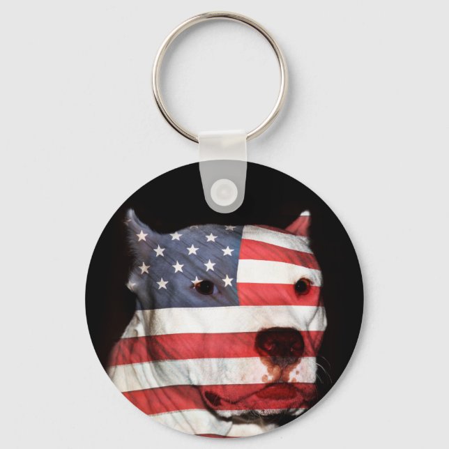 Patriotische Pitbulle Schlüsselanhänger (Vorderseite)