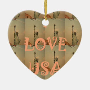 Patriotische Pop-Art: "Ich liebe USA" Grafikdesign Keramikornament