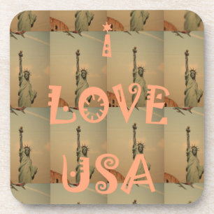 Patriotische Pop-Art: "Ich liebe USA" Grafikdesign Untersetzer
