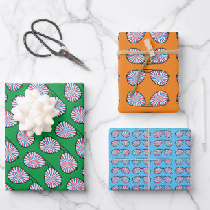 Patriotische PopArt Swirl Sonnenbrille Geschenkpapier Set