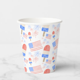 Patriotische Popsicles & Fireworks Paper Cup Pappbecher
