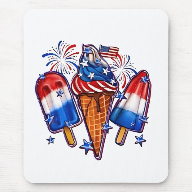 Patriotische Popsicles Ice Cream 4. Juli Mousepad (Vorne)