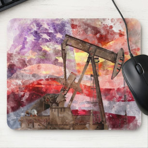 Patriotische Pumpjack-Wasserfarben-Sonnenuntergang Mousepad