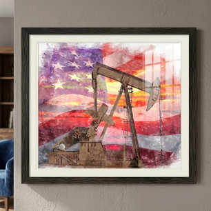 Patriotische Pumpjack-Zeichnung in Pastell bei Son Fotodruck