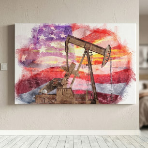 Patriotische Pumpjack-Zeichnung in Pastell bei Son Leinwanddruck