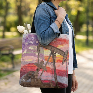 Patriotische Pumpjack-Zeichnung in Pastell bei Son Tasche