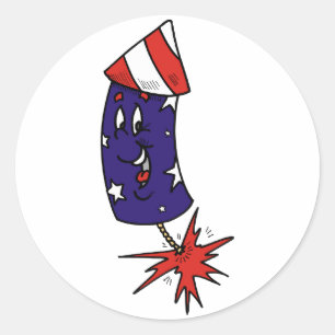 Patriotische Rakete Runder Aufkleber