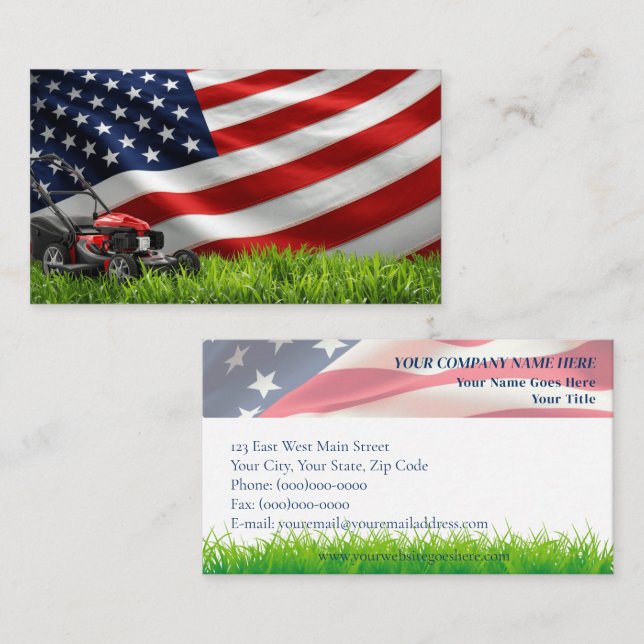 Patriotische Rasenpflege - Amerikanische Flagge un Visitenkarte (Vorne/Hinten)