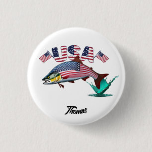 Patriotische Regenbogenforelle Button