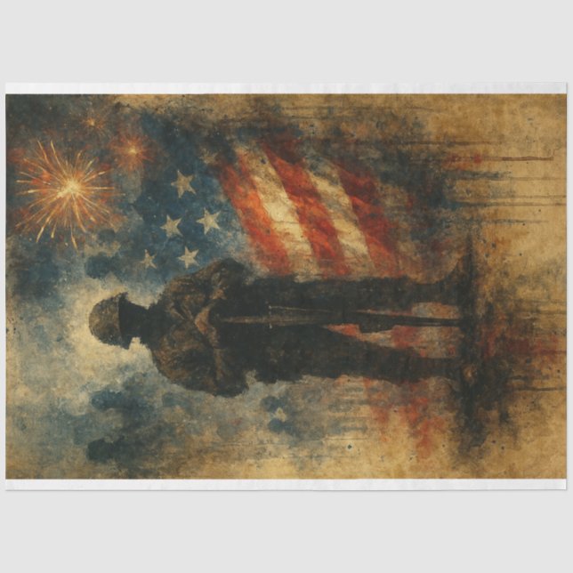 Patriotische Reverenz und explosive Ehrendekoutier Seidenpapier (Vorderseite)