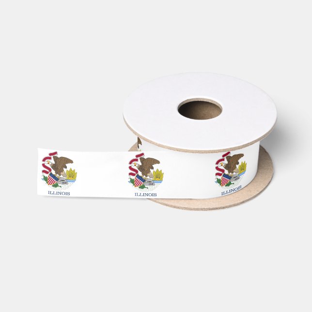 Patriotische Ribbon mit Flagge von Illinois, USA Satinband (Spule)