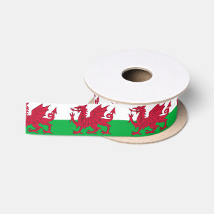 Patriotische Ribbon mit Flagge von Wales Satinband