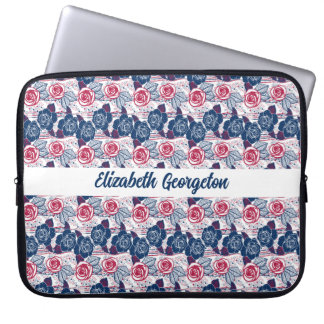 Patriotische Rosen Sterne - rot weiß blau Laptopschutzhülle