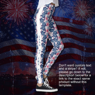 Patriotische Rosen Sterne - rot weiß blau MIT TEXT Leggings