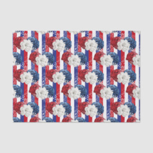 Patriotische Rot-Blau-Rose Streifen Seidenpapier