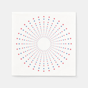 Patriotische Rot-Blau-Sterne Feuerwerk festlich Serviette