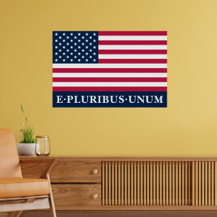 Patriotische Rot-Weiß-Blau-Flagge mit Sternen und Poster