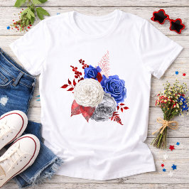 Patriotische Rot-Weiß-Blau-Rosen Tri-Blend Shirt