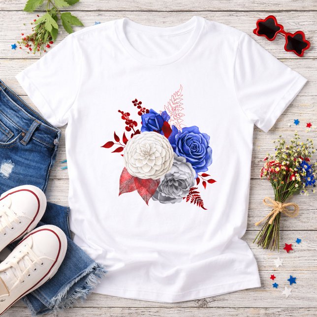 Patriotische Rot-Weiß-Blau-Rosen Tri-Blend Shirt (Von Creator hochgeladen)