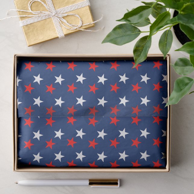 patriotische Rot-Weiß- und Blausteine Seidenpapier (Geschenk)