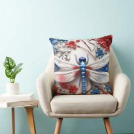 PATRIOTISCHE, ROT WEISSE, BLAUE DRAGONFLIS UND BLU KISSEN