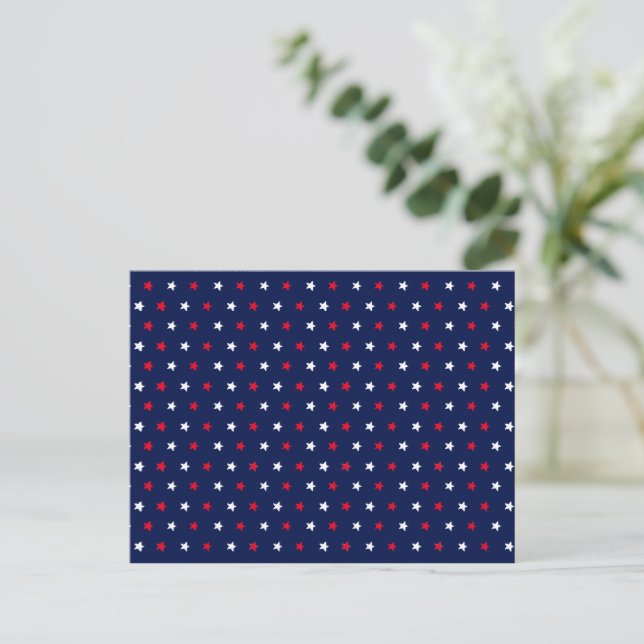 Patriotische rote blaue Marinestars Moderner Urlau Postkarte (Stehend Vorderseite)