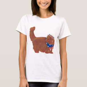 Patriotische rote Langhaarperserkatze T-Shirt