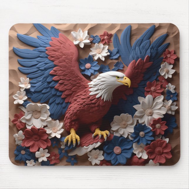 PATRIOTISCHE ROTE WEISSE BLAUE AMERIKANISCHER BALD MOUSEPAD (Vorne)