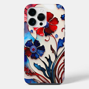 PATRIOTISCHE ROTE WEISSE BLAUE MOHNBLUMEN iPhone 14 PRO MAX  HÜLLE