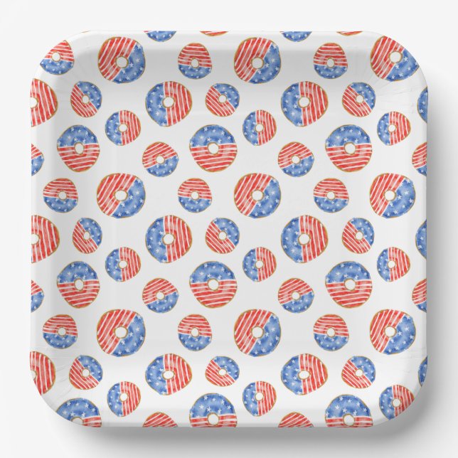 PATRIOTISCHE ROTE WEISSE BLAUE SPONUTEN PAPPTELLER (Vorderseite)