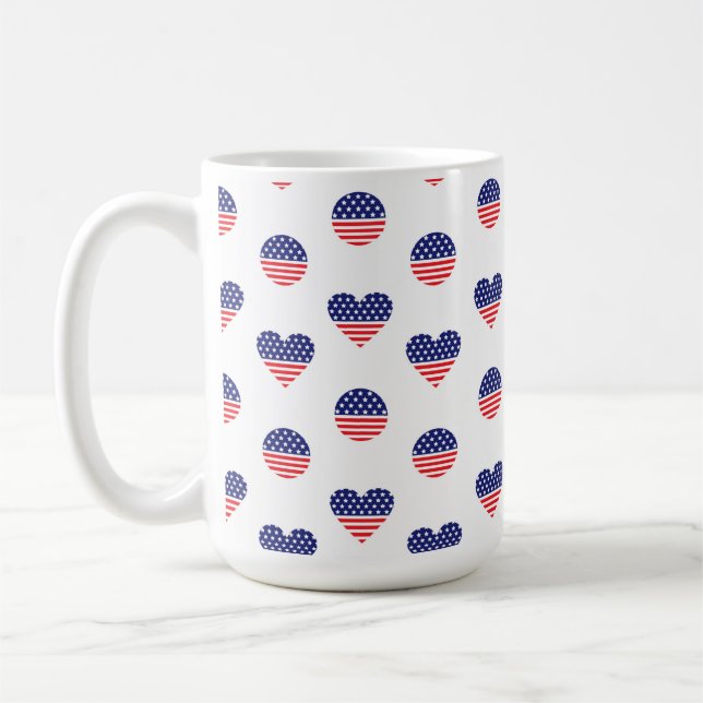 PATRIOTISCHE ROTE WEISSE BLAUE STARTEN UND STREIFE KAFFEETASSE (Links)