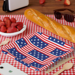 PATRIOTISCHE ROTE WEISSE BLAUE STARTEN UND STREIFE PAPPTELLER