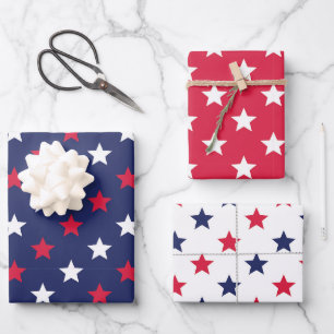 Patriotische rote weiße blaue Sterne amerikanisch Geschenkpapier Set