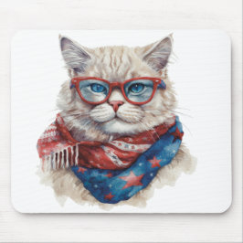 PATRIOTISCHE ROTE WEISSE BLAUE WASSERFARBE KITTY C MOUSEPAD