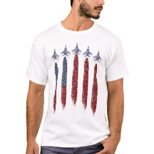 PATRIOTISCHE ROTE WEISSE BLUE FLAG & FIGHTER JETS
