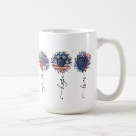 PATRIOTISCHE ROTE WEISSE BLUE SONNENBLUMEN KAFFEETASSE