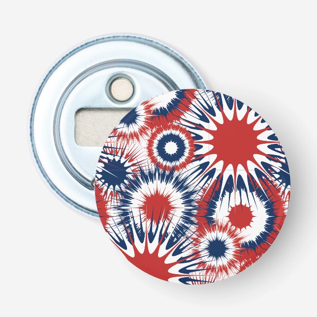 Patriotische rote weiße und blaue Feuerwerkskörper Flaschenöffner (Vorderseite)