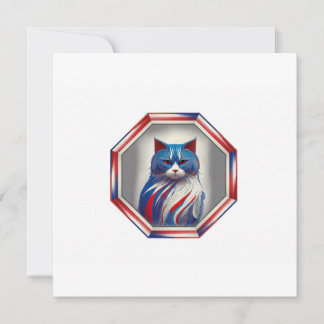 Patriotische rote weiße und blaue Katze im Rahmen Einladung